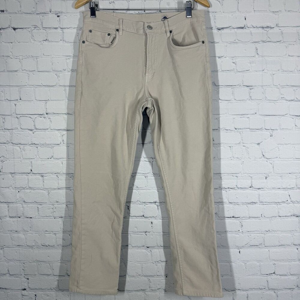 Faherty Terry Straight Pant Mens 32x32 Tan Twill Denim Tan Stretch Casual Preppy